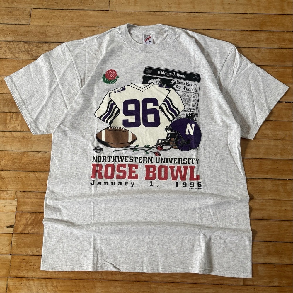 VTG 90s Northwestern Wildcats 1996 Rose Bowl Size XL Made In USA College NCAA